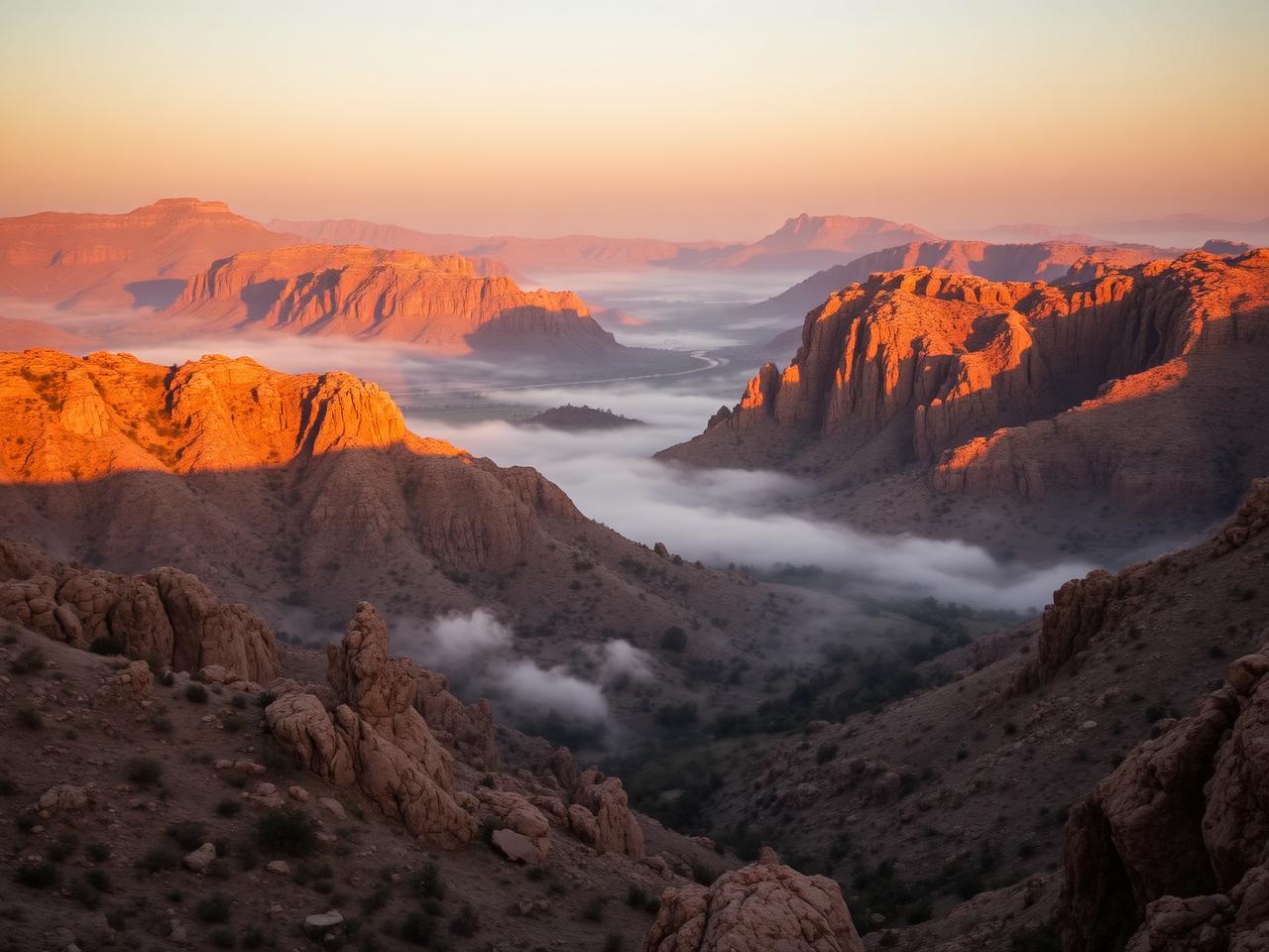 Aravalli granite hills at sunrise in Jawai